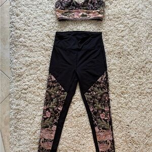 Spell and The Gypsy Bohemian Floral Leggings Sports Bra set size XS